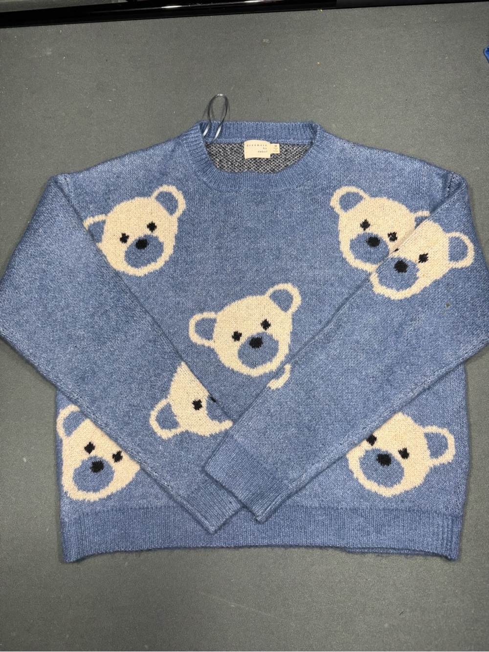 Blue Teddy Bear Crewneck Sweater M